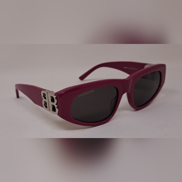 Balenciaga Sunglasses Fuschia Gray BB Temples Oval Cat Eye BB0095S 53-19-135 XL - Picture 11 of 16